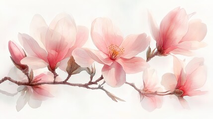 A delicate arrangement of pink magnolia flowers on a soft background.