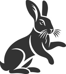 A rabbit stretching its front paws forward vector animal silhouette
