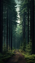 Obraz premium Pine forest landscape woodland outdoors.