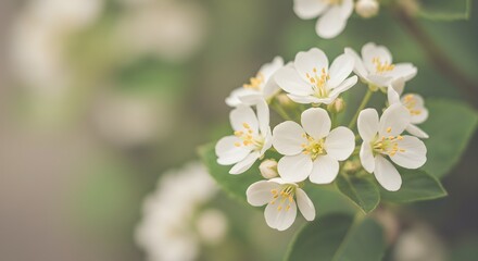 Obraz premium Close-Up View Of Blooming White Flowers With Yellow Centers
