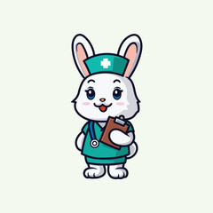 Cute Nurse Bunny Mascot Illustration