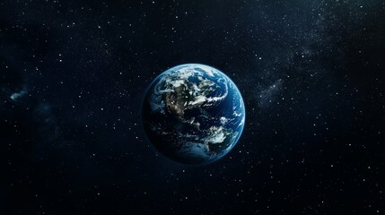 Earth globe in a dark, starry space, simple and abstract representation
