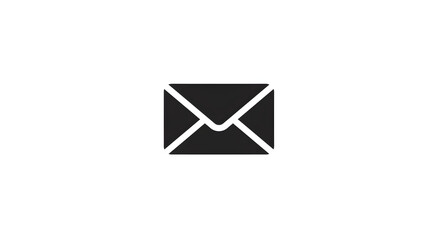 Black and White Email Icon on White Background for Contact