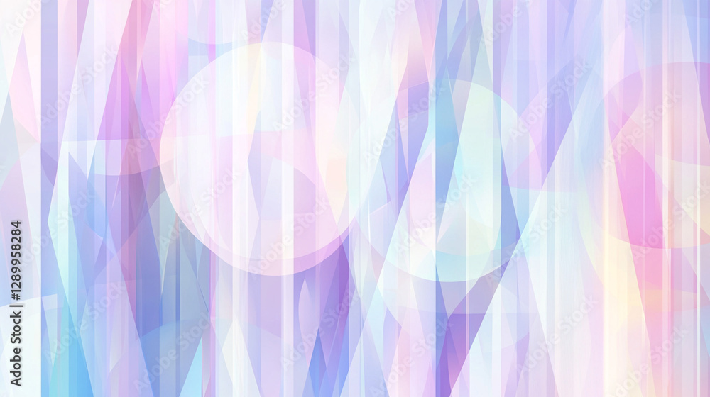 Poster abstract pastel geometric background with translucent shapes and soft colors.