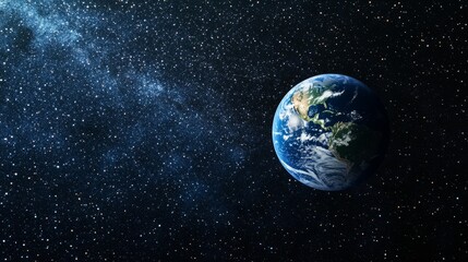 Earth globe in a dark, starry space, simple and abstract representation