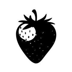 Strawberry Black Silhouette Isolated on White