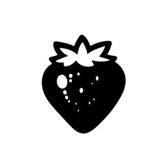 Strawberry Black Silhouette Fruit Icon Art 