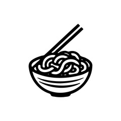 Monochrome Noodles Bowl with Chopsticks Graphic