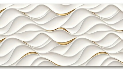 Fototapeta premium Seamless white floor tiles with abstract golden water ripple effects, appearing as if naturally shaped by gentle ocean waves