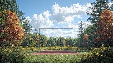 A high jump mat with a bar positioned on a green field
