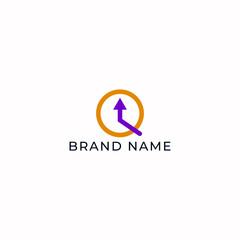 ILLUSTRATION LETTER Q WITH ARROW GEOMETRIC LINE BUSINESS LOGO ICON PURPLE ORANGE COLOR TEMPLATE SIMPLE ELEMENT DESIGN SIMPLE VECTOR GOOD FOR APPS, BRAND 