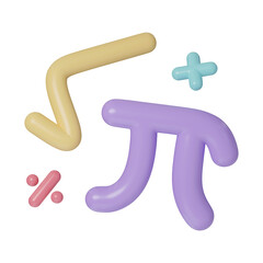 Mathematical Operations and Learning Education 3d icons, Back to school ,3d rendering illustration.