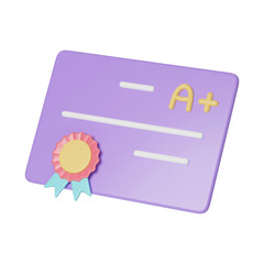 Academic Excellence and Grade Achievement Education 3d icons, Back to school ,3d rendering illustration.