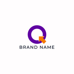 ILLUSTRATION LETTER Q WITH ARROW GEOMETRIC LINE BUSINESS LOGO ICON PURPLE ORANGE COLOR TEMPLATE SIMPLE ELEMENT DESIGN SIMPLE VECTOR GOOD FOR APPS, BRAND 