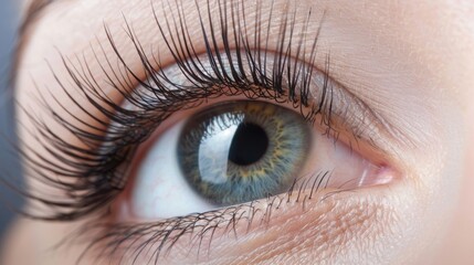 Obraz premium Mesmerizing Close - Up: A Female Eye Adorned with Long Eyelashes