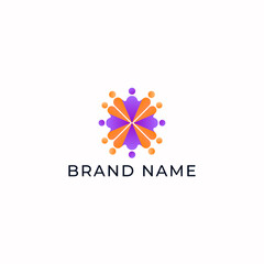 ILLUSTRATION ABSTRACT PEOPLE SYMBOL, TOGETHER FAMILY COMMUNITY ORANGE PURPLE GRADIENT COLOR LOGO ICON SIMPLE TEMPLATE DESIGN VECTOR