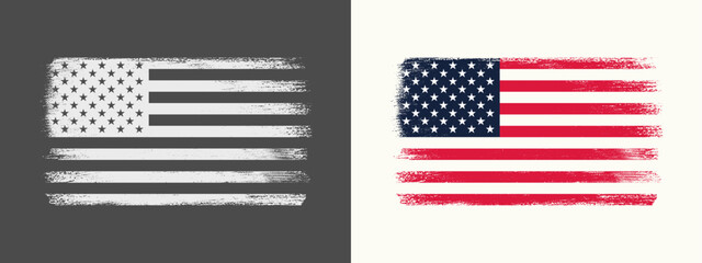 Distressed American Flag Grunge Vector Illustration &ndash; Patriotic 4th of July Design for vintage T-Shirts
