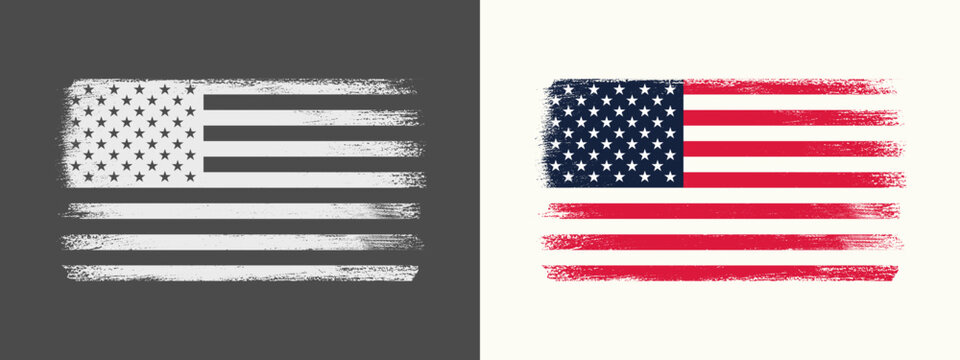 Distressed American Flag Grunge Vector Illustration &ndash; Patriotic 4th of July Design for vintage T-Shirts
