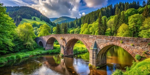 Fototapeta premium Bridge in Black Forest with Ancient Architecture, ancient bridge