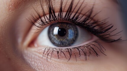 Mesmerizing Close - Up: A Female Eye Adorned with Long Eyelashes