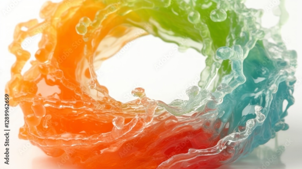 Poster abstract colorful liquid swirl dynamic flow rainbow splash 3d render generative ai art
