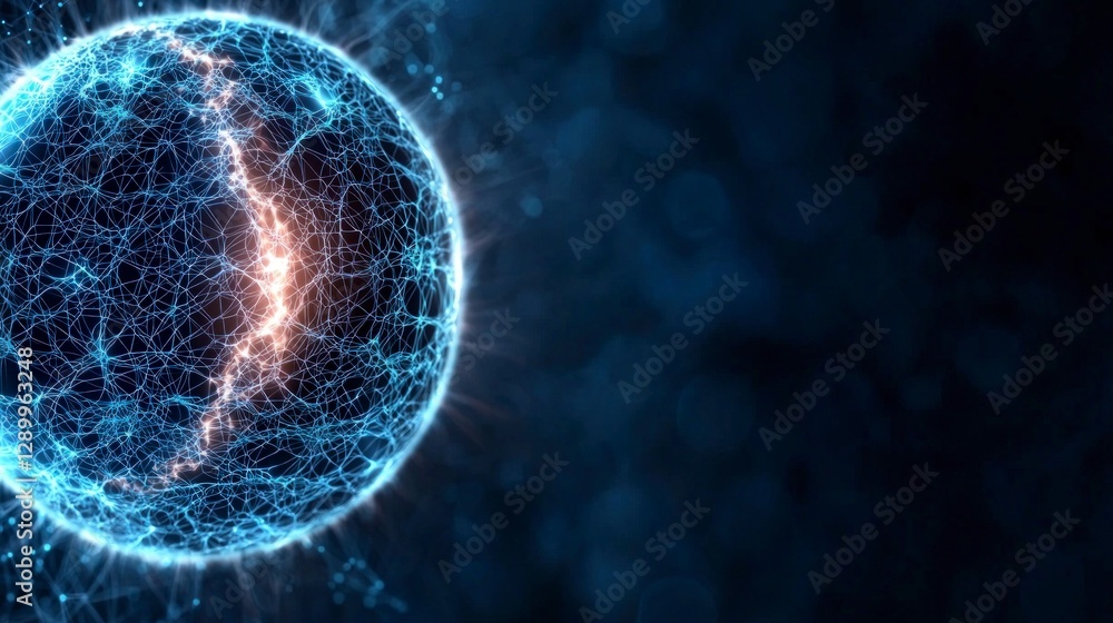 Poster futuristic network globe digital technology innovation connection data ai global net