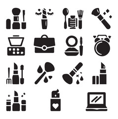 Beauty and Makeup Icons Different Silhouette Vector on a White Background
