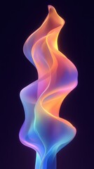 Naklejka premium Abstract Digital Rendering of Fluid Wavy Form with Color Gradient from Blue to Orange on Dark Background