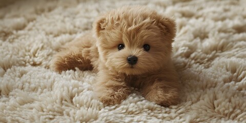Adorable Fluffy Puppy on a Soft Rug