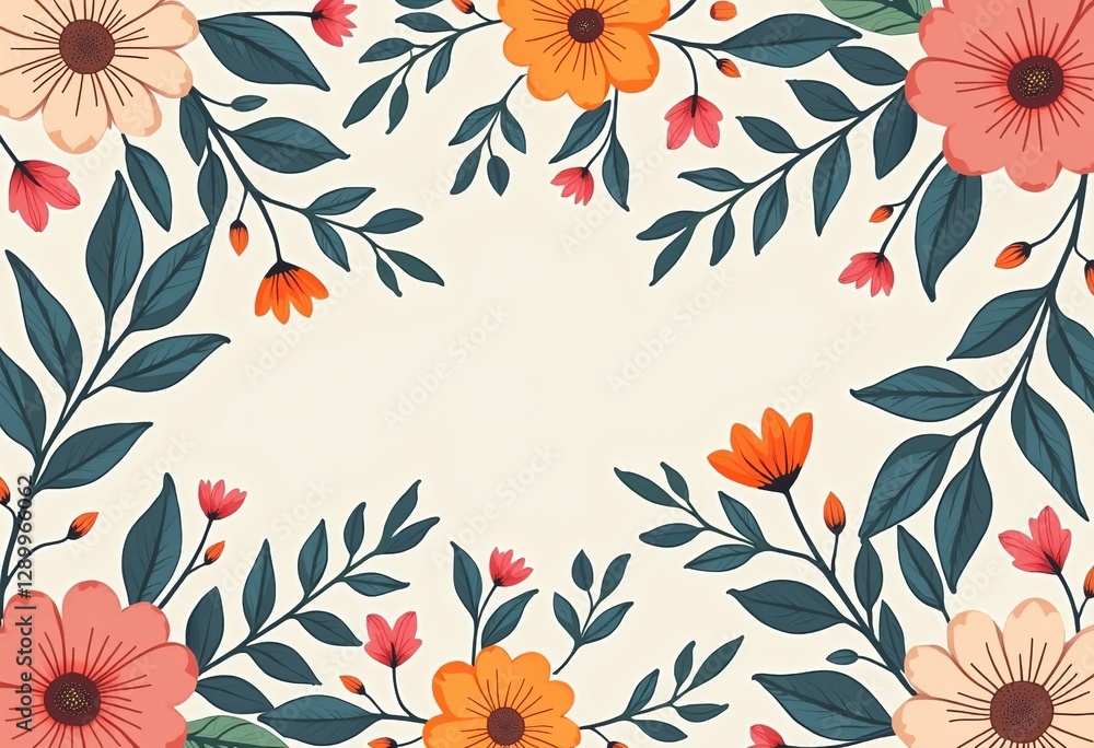 Poster seamless minimalist floral art: pastel color palette creating delicate and elegant patterns for text