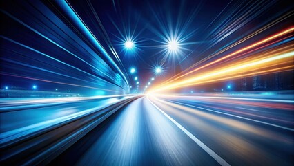 Speed Acceleration on Dark Road with Fast Moving Stripes and Lights, night road