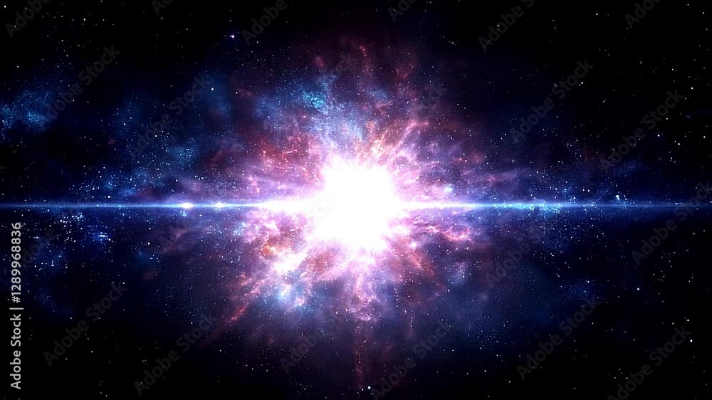 Wall mural vibrant cosmic explosion of colorful nebula against deep dark space background