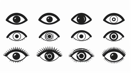 Discover a Stunning Assortment: Eye Icon Set, Silhouettes, and Retina - Scan Symbols