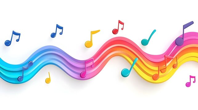 Vibrant Musical Harmony, a lively square frame filled with colorful musical notes against a radiant rainbow backdrop celebrating the joy of music
