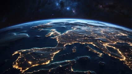Obraz premium A dynamic view of Earth from space at night