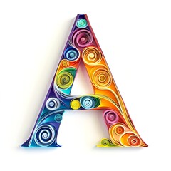Vibrant Rainbow Paper Quilling: Letter A in dazzling colors!