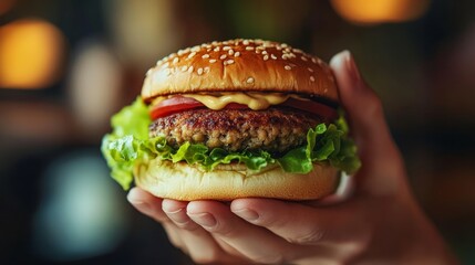 plant-based burger with chickpea patty representing sustainable food choices