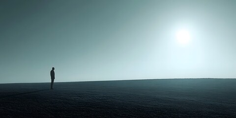 Solitary Figure at Dawn: A Minimalist Landscape