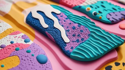 Abstract Colorful Shoe Design: A Close-Up Look at Textured,  Multicolored  Sneaker Sole