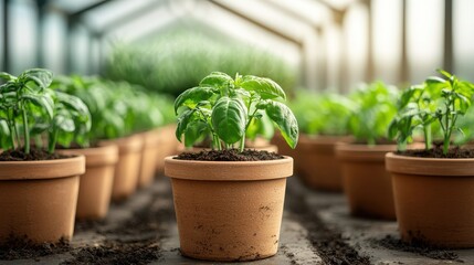 Futuristic greenhouse with an advanced AI driven holographic cultivation system
