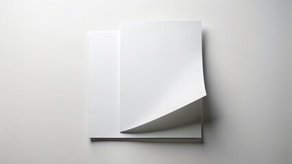Fototapeta premium Two Isolated Paper Sheets on White Background for Architectural Photography, High-Quality Clipping Path, Minimalist Design, Perfect for Backgrounds, Mockups, and Creative Projects