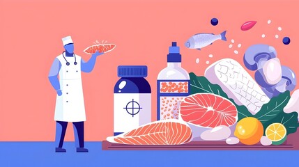 Food Safety and Hygiene Practices, an informative illustration highlighting essential measures for safe food handling and cleanliness in kitchens.