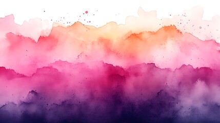 Obraz premium A gentle 3D watercolor sunrise with muted pinks and golden yellows over a serene mountain valley.