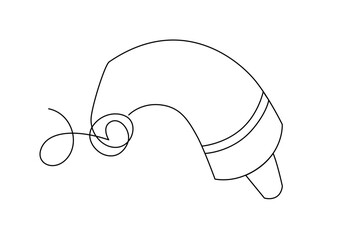 Half-used tube of paint, cream, or toothpaste, drawn with continuous line in minimalism, abstract, type of packaging, one line, editable vector contour