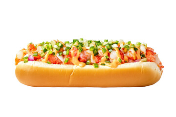 Sandwiches with salami, ham, cheese, and tomatoes on parchment paper on white background