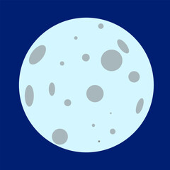 the moon is shown in a flat style on a blue background