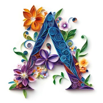 Vibrant Paper Quilling: A Floral Letter 'A'