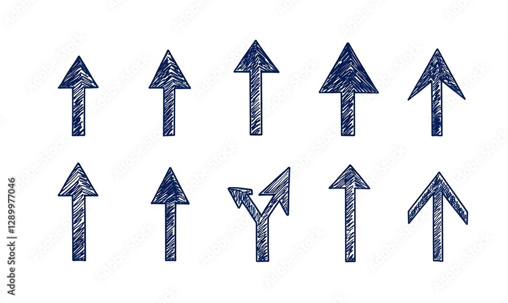Poster simple hand-drawn arrows collection, a versatile set of isolated vector designs, perfect for enhanci