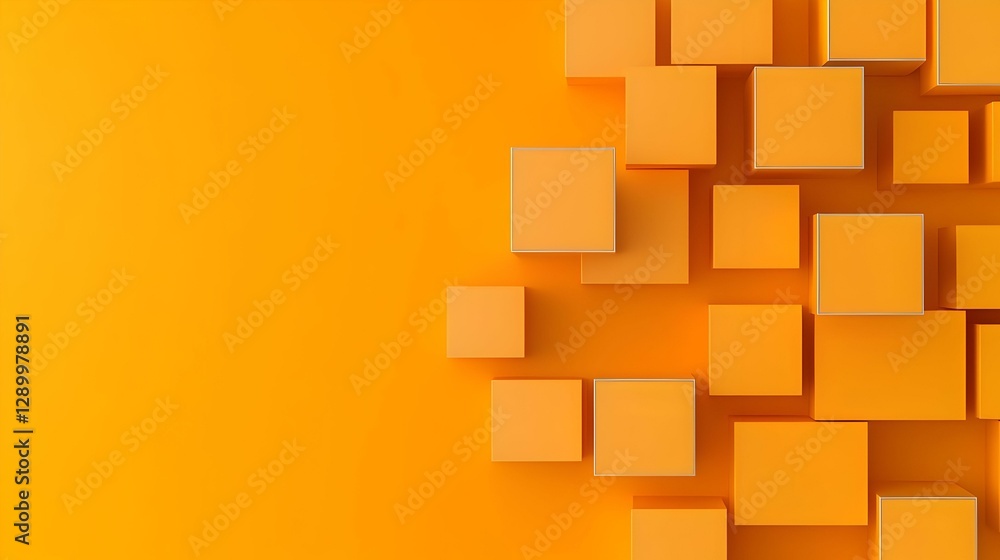 Poster vibrant orange boxes arranged in a playful stack, showcasing rich colors and dynamic shapes, creatin
