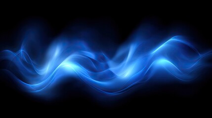 Abstract blue wave energy flow, dark background, design element